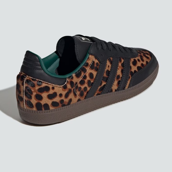 ADIDAS WOMENS SAMBA OG BLACK GREEN LEOPAR SIZE 7 - Picture 4 of 8